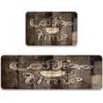 thumbnail image 1 of Kitchen Rugs Sets 2 Piece Floor Mats Grunge Lettering Modern Coffee Time and Coffee Cup Retro Wood Durable Doormat Farmhouse Area Rugs Washable Runner Carpet Set Non Slip Vintage Kitchen Rug and Mats, 1 of 6