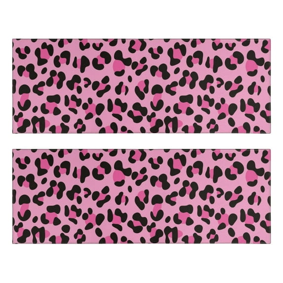 Kitchen Rugs Sets Of 2,Pink and Black Of Leopard Print Anti Fatigue Kitchen Mat Rugs Non Slip Washable,Decorative Kitchen Floor Mats for Kitchen,Sink,Laundry,17"X47"