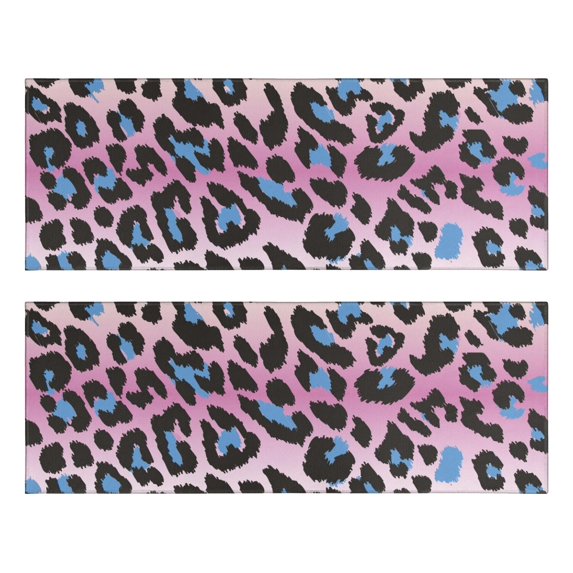 Kitchen Rugs Sets Of 2,Pink and Blue Of Leopard Print Anti Fatigue Kitchen Mat Rugs Non Slip Washable,Decorative Kitchen Floor Mats for Kitchen,Sink,Laundry,17"X47"