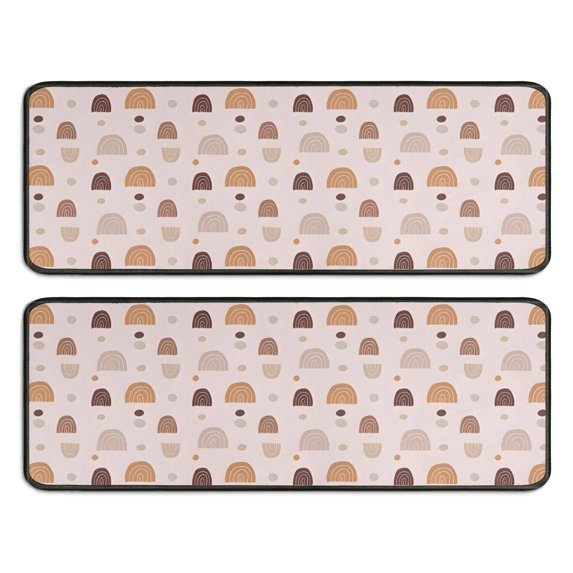 Kitchen Rugs Sets Of 2,Pink Boho Bohemia Rainbow Shapes Dots Pattern Anti Fatigue Kitchen Mat Rugs Non Slip Washable,Decorative Kitchen Floor Mats for Kitchen,Sink,Laundry,17"x47"+17"x47"