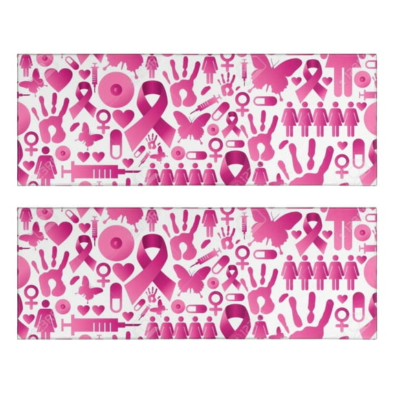 Kitchen Rugs Sets Of 2,Pink Breast Cancer Anti Fatigue Kitchen Mat Rugs Non Slip Washable,Decorative Kitchen Floor Mats for Kitchen,Sink,Laundry,17"X47"