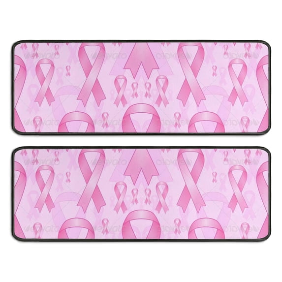 Kitchen Rugs Sets Of 2,Pink Breast Cancer Anti Fatigue Kitchen Mat Rugs Non Slip Washable,Decorative Kitchen Floor Mats for Kitchen,Sink,Laundry,17"x47"+17"x47"