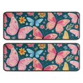thumbnail image 1 of Kitchen Rugs Sets Of 2,Pink Butterfly Rose Daisy Green Pattern Anti Fatigue Kitchen Mat Rugs Non Slip Washable,Decorative Kitchen Floor Mats for Kitchen,Sink,Laundry,17"x47"+17"x47", 1 of 5