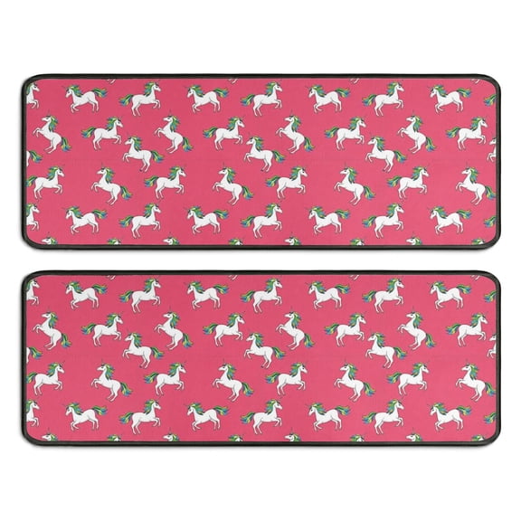Kitchen Rugs Sets Of 2,Pink Cartoon Unicorn Pattern Anti Fatigue Kitchen Mat Rugs Non Slip Washable,Decorative Kitchen Floor Mats for Kitchen,Sink,Laundry,17"x47"+17"x47"