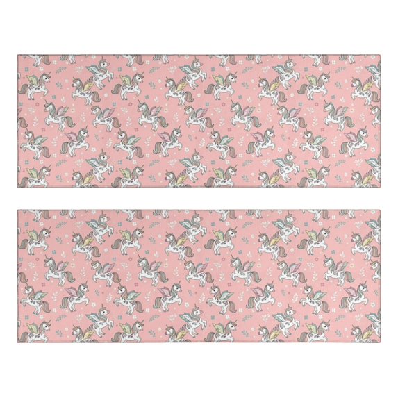 Kitchen Rugs Sets Of 2,Pink Cartoon Winged Unicorn Floral Pattern Anti Fatigue Kitchen Mat Rugs Non Slip Washable,Decorative Kitchen Floor Mats for Kitchen,Sink,Laundry,17"X47"