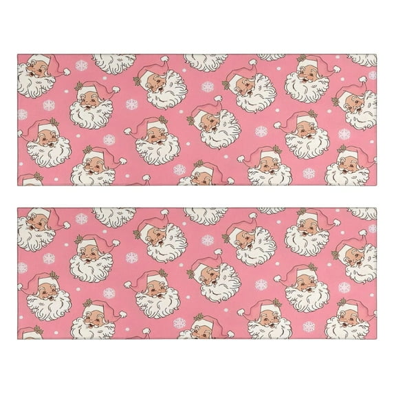Kitchen Rugs Sets Of 2,Pink Christmas Santa Pattern Anti Fatigue Kitchen Mat Rugs Non Slip Washable,Decorative Kitchen Floor Mats for Kitchen,Sink,Laundry,17"X47"