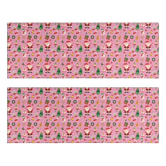 Kitchen Rugs Sets Of 2,Pink Christmas Santa and Tree Pattern Anti Fatigue Kitchen Mat Rugs Non Slip Washable,Decorative Kitchen Floor Mats for Kitchen,Sink,Laundry,17"X47"