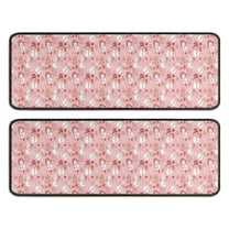 Kitchen Rugs Sets Of 2,Pink Christmas Snowman Pattern Anti Fatigue Kitchen Mat Rugs Non Slip Washable,Decorative Kitchen Floor Mats for Kitchen,Sink,Laundry,17"x47" 17"x47"