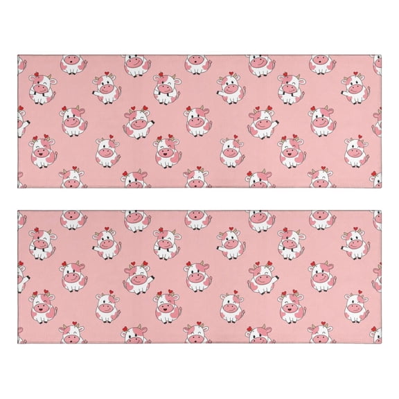 Kitchen Rugs Sets Of 2,Pink Cow Heart Pattern Anti Fatigue Kitchen Mat Rugs Non Slip Washable,Decorative Kitchen Floor Mats for Kitchen,Sink,Laundry,17"X47"