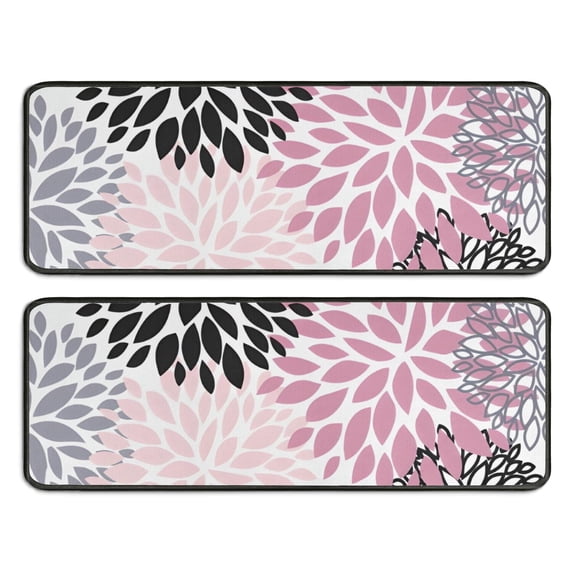 Kitchen Rugs Sets Of 2,Pink Floral and Petal Pattern Anti Fatigue Kitchen Mat Rugs Non Slip Washable,Decorative Kitchen Floor Mats for Kitchen,Sink,Laundry,17"x47"+17"x47"