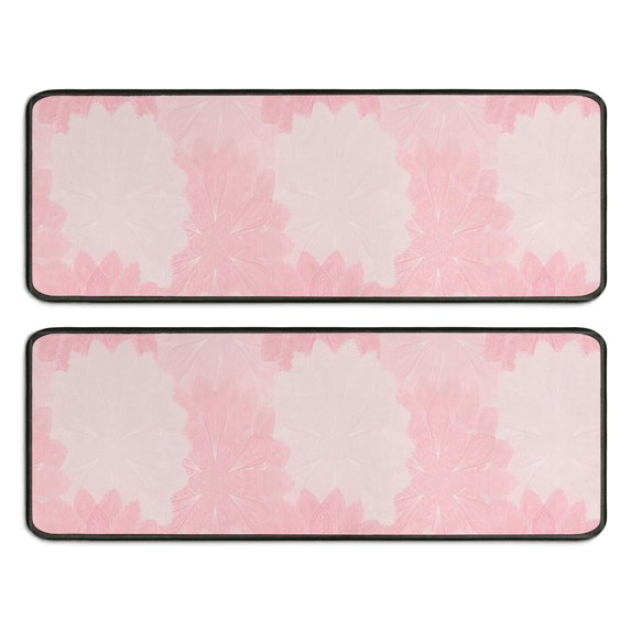 Kitchen Rugs Sets Of 2,Pink Floral and Petal Pattern Anti Fatigue Kitchen Mat Rugs Non Slip Washable,Decorative Kitchen Floor Mats for Kitchen,Sink,Laundry,17"x47"+17"x47"