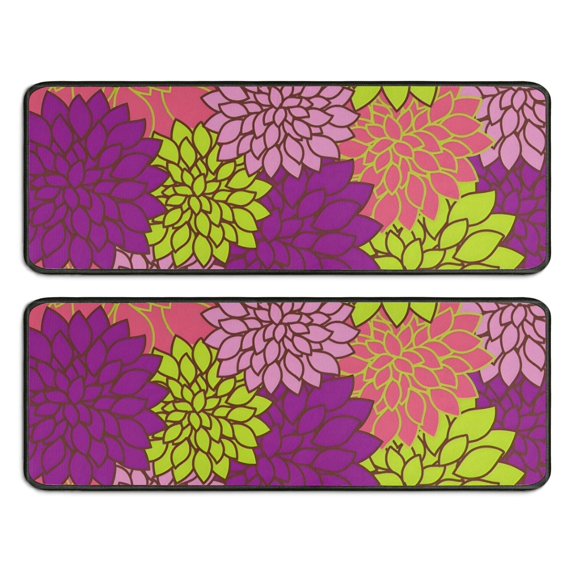 Kitchen Rugs Sets Of 2,Pink Floral and Petal Pattern Anti Fatigue Kitchen Mat Rugs Non Slip Washable,Decorative Kitchen Floor Mats for Kitchen,Sink,Laundry,17"x47"+17"x47"