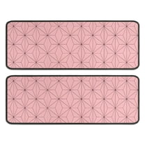 Kitchen Rugs Sets Of 2,Pink Geometric Lattice Pattern Anti Fatigue Kitchen Mat Rugs Non Slip Washable,Decorative Kitchen Floor Mats for Kitchen,Sink,Laundry,17"x47" 17"x47"