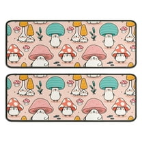 Kitchen Rugs Sets Of 2,Pink Mushroom Cartoon Light Pattern Anti Fatigue Kitchen Mat Rugs Non Slip Washable,Decorative Kitchen Floor Mats for Kitchen,Sink,Laundry,17"x47" 17"x47"