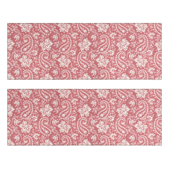 Kitchen Rugs Sets Of 2,Pink Pioneer Flower and Paisley Pattern Anti Fatigue Kitchen Mat Rugs Non Slip Washable,Decorative Kitchen Floor Mats for Kitchen,Sink,Laundry,17"X47"