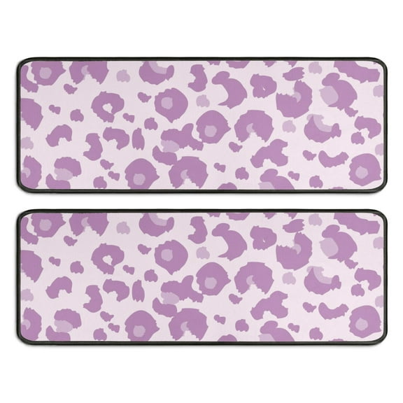 Kitchen Rugs Sets Of 2,Pink and Purple Of Leopard Print Anti Fatigue Kitchen Mat Rugs Non Slip Washable,Decorative Kitchen Floor Mats for Kitchen,Sink,Laundry,17"x47"+17"x47"