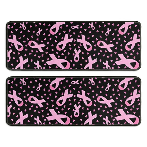Kitchen Rugs Sets Of 2,Pink Ribbon Breast Anti Fatigue Kitchen Mat Rugs Non Slip Washable,Decorative Kitchen Floor Mats for Kitchen,Sink,Laundry,17"x47"+17"x47"