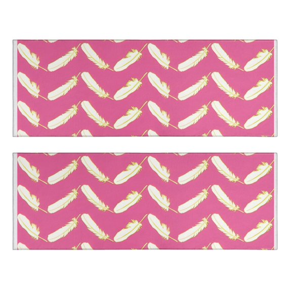 Kitchen Rugs Sets Of 2,Pink and Yellow Feather Pattern Anti Fatigue Kitchen Mat Rugs Non Slip Washable,Decorative Kitchen Floor Mats for Kitchen,Sink,Laundry,17"X47"