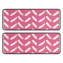 Kitchen Rugs Sets Of 2,Pink and Yellow Feather Pattern Anti Fatigue Kitchen Mat Rugs Non Slip Washable,Decorative Kitchen Floor Mats for Kitchen,Sink,Laundry,17"x47" 17"x47"
