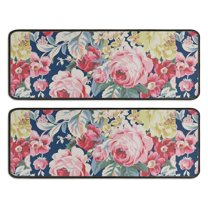 Kitchen Rugs Sets Of 2,Pioneer Flower Floral Print Pattern Anti Fatigue Kitchen Mat Rugs Non Slip Washable,Decorative Kitchen Floor Mats for Kitchen,Sink,Laundry,17"x47" 17"x47"