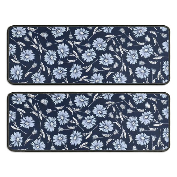 Kitchen Rugs Sets Of 2,Pioneer Flower Floral Print Pattern Anti Fatigue Kitchen Mat Rugs Non Slip Washable,Decorative Kitchen Floor Mats for Kitchen,Sink,Laundry,17"x47"+17"x47"