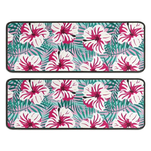 Kitchen Rugs Sets Of 2,Pioneer Flower Floral Print Pattern Anti Fatigue Kitchen Mat Rugs Non Slip Washable,Decorative Kitchen Floor Mats for Kitchen,Sink,Laundry,17"x47"+17"x47"