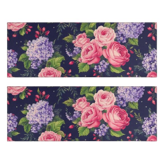 Kitchen Rugs Sets Of 2,Pioneer Flower Floral Print Pattern Anti Fatigue Kitchen Mat Rugs Non Slip Washable,Decorative Kitchen Floor Mats for Kitchen,Sink,Laundry,17"X47"