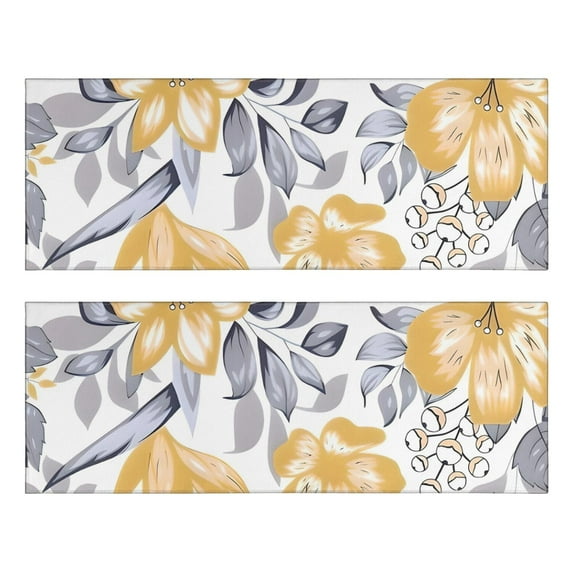Kitchen Rugs Sets Of 2,Pioneer Flower Floral Print Pattern Anti Fatigue Kitchen Mat Rugs Non Slip Washable,Decorative Kitchen Floor Mats for Kitchen,Sink,Laundry,17"X47"