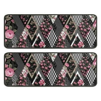 Kitchen Rugs Sets Of 2,Pioneer Flower Floral Print Pattern Anti Fatigue Kitchen Mat Rugs Non Slip Washable,Decorative Kitchen Floor Mats for Kitchen,Sink,Laundry,17"x47" 17"x47"