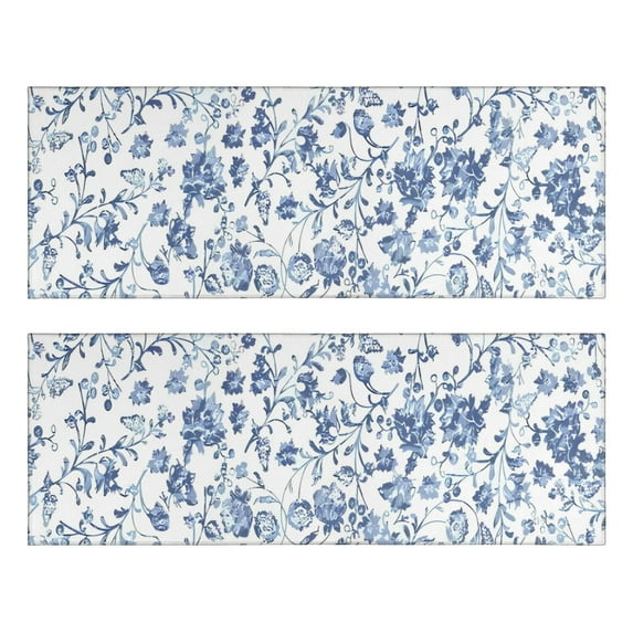 Kitchen Rugs Sets Of 2,Pioneer Flower Floral Print Pattern Anti Fatigue Kitchen Mat Rugs Non Slip Washable,Decorative Kitchen Floor Mats for Kitchen,Sink,Laundry,17"X47"