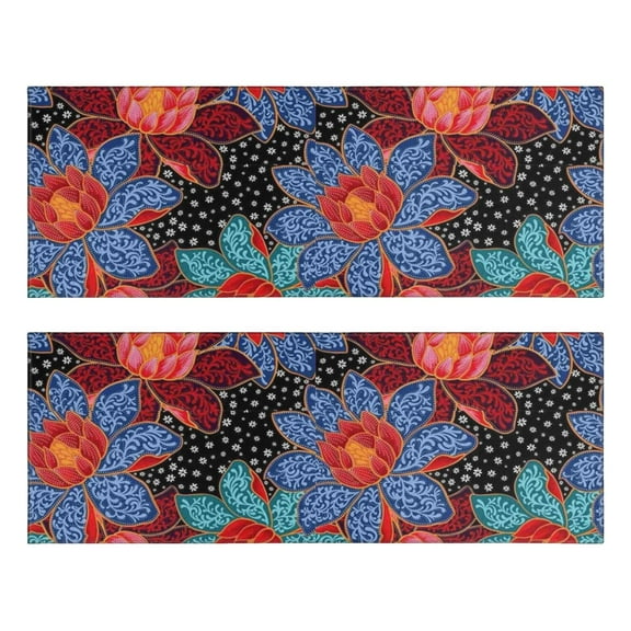 Kitchen Rugs Sets Of 2,Pioneer Flower Floral Print Pattern Anti Fatigue Kitchen Mat Rugs Non Slip Washable,Decorative Kitchen Floor Mats for Kitchen,Sink,Laundry,17"X47"