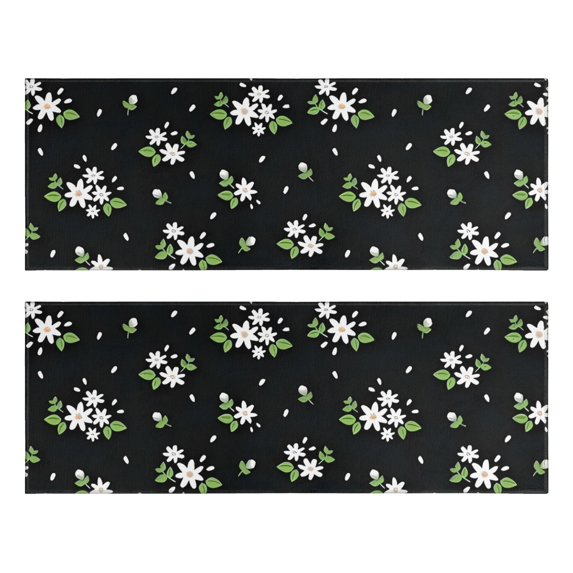 Kitchen Rugs Sets Of 2,Pioneer Flower Floral Print Pattern Anti Fatigue Kitchen Mat Rugs Non Slip Washable,Decorative Kitchen Floor Mats for Kitchen,Sink,Laundry,17"X47"