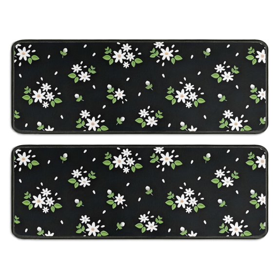 Kitchen Rugs Sets Of 2,Pioneer Flower Floral Print Pattern Anti Fatigue Kitchen Mat Rugs Non Slip Washable,Decorative Kitchen Floor Mats for Kitchen,Sink,Laundry,17"x47"+17"x47"