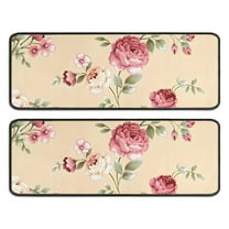 Kitchen Rugs Sets Of 2,Pioneer Flower Floral Print Pattern Anti Fatigue Kitchen Mat Rugs Non Slip Washable,Decorative Kitchen Floor Mats for Kitchen,Sink,Laundry,17"x47" 17"x47"