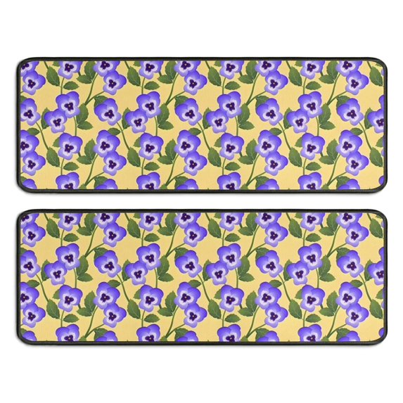 Kitchen Rugs Sets Of 2,Pioneer Flower Floral Print Pattern Anti Fatigue Kitchen Mat Rugs Non Slip Washable,Decorative Kitchen Floor Mats for Kitchen,Sink,Laundry,17"x47"+17"x47"