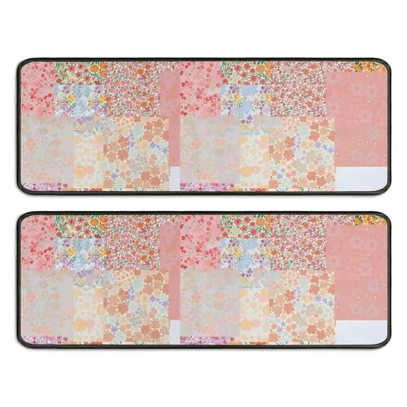 Kitchen Rugs Sets Of 2,Pioneer Flower Floral Print Pattern Anti Fatigue Kitchen Mat Rugs Non Slip Washable,Decorative Kitchen Floor Mats for Kitchen,Sink,Laundry,17"x47"+17"x47"