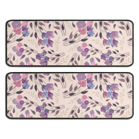 Kitchen Rugs Sets Of 2,Pioneer Flower Floral Print Pattern Anti Fatigue Kitchen Mat Rugs Non Slip Washable,Decorative Kitchen Floor Mats for Kitchen,Sink,Laundry,17"x47"+17"x47"