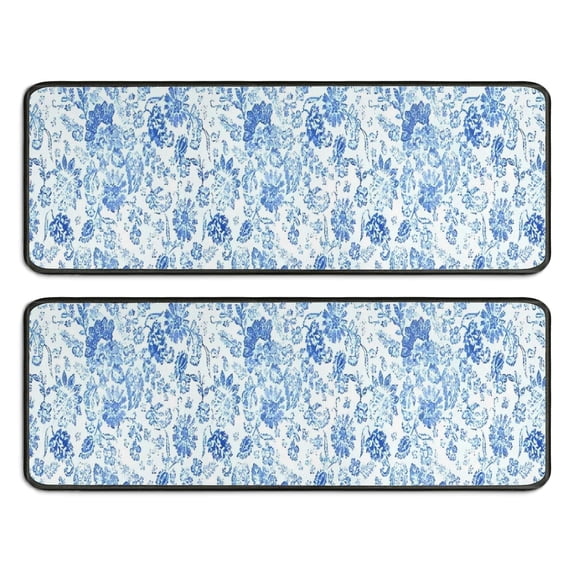 Kitchen Rugs Sets Of 2,Pioneer Flower Floral Print Pattern Anti Fatigue Kitchen Mat Rugs Non Slip Washable,Decorative Kitchen Floor Mats for Kitchen,Sink,Laundry,17"x47"+17"x47"