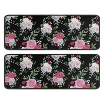 Kitchen Rugs Sets Of 2,Pioneer Flower Floral Print Pattern Anti Fatigue Kitchen Mat Rugs Non Slip Washable,Decorative Kitchen Floor Mats for Kitchen,Sink,Laundry,17"x47" 17"x47"