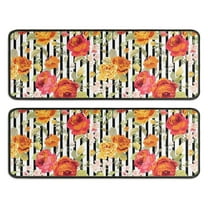 Kitchen Rugs Sets Of 2,Pioneer Flower Floral Print Pattern Anti Fatigue Kitchen Mat Rugs Non Slip Washable,Decorative Kitchen Floor Mats for Kitchen,Sink,Laundry,17"x47" 17"x47"