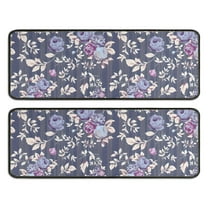 Kitchen Rugs Sets Of 2,Pioneer Flower Floral Print Pattern Anti Fatigue Kitchen Mat Rugs Non Slip Washable,Decorative Kitchen Floor Mats for Kitchen,Sink,Laundry,17"x47" 17"x47"