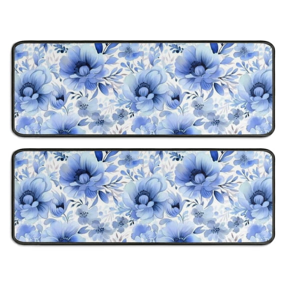 Kitchen Rugs Sets Of 2,Pioneer Flower Floral Print Pattern Anti Fatigue Kitchen Mat Rugs Non Slip Washable,Decorative Kitchen Floor Mats for Kitchen,Sink,Laundry,17"x47"+17"x47"