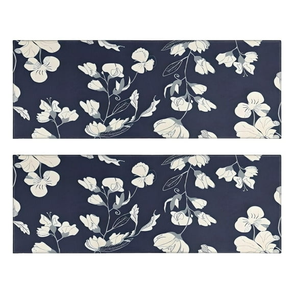 Kitchen Rugs Sets Of 2,Pioneer Flower Floral Print Pattern Anti Fatigue Kitchen Mat Rugs Non Slip Washable,Decorative Kitchen Floor Mats for Kitchen,Sink,Laundry,17"X47"