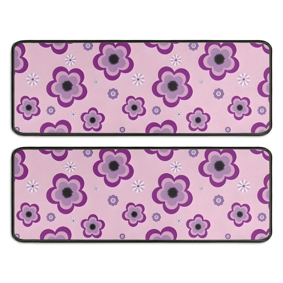 Kitchen Rugs Sets Of 2,Pioneer Flower Floral Print Pattern Anti Fatigue Kitchen Mat Rugs Non Slip Washable,Decorative Kitchen Floor Mats for Kitchen,Sink,Laundry,17"x47"+17"x47"