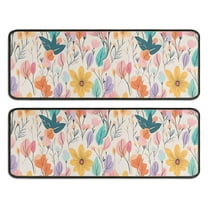 Kitchen Rugs Sets Of 2,Pioneer Flower Floral Print Pattern Anti Fatigue Kitchen Mat Rugs Non Slip Washable,Decorative Kitchen Floor Mats for Kitchen,Sink,Laundry,17"x47" 17"x47"