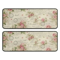 Kitchen Rugs Sets Of 2,Pioneer Flower Floral Print Pattern Anti Fatigue Kitchen Mat Rugs Non Slip Washable,Decorative Kitchen Floor Mats for Kitchen,Sink,Laundry,17"x47" 17"x47"