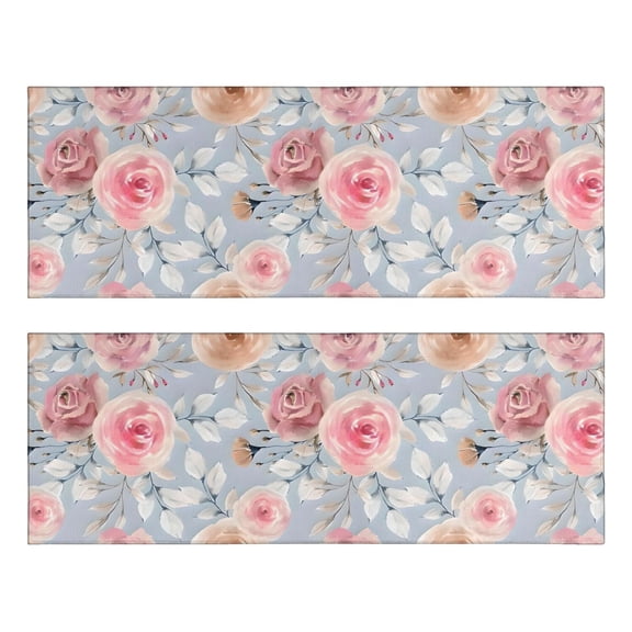 Kitchen Rugs Sets Of 2,Pioneer Flower Floral Print Pattern Anti Fatigue Kitchen Mat Rugs Non Slip Washable,Decorative Kitchen Floor Mats for Kitchen,Sink,Laundry,17"X47"