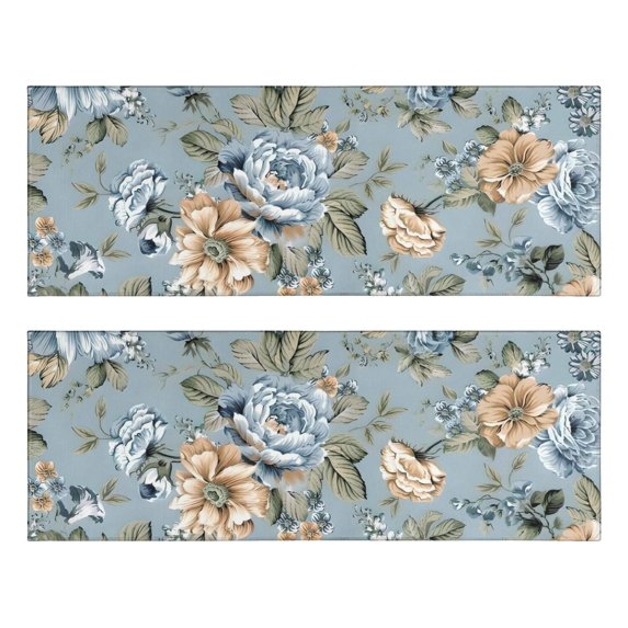 Kitchen Rugs Sets Of 2,Pioneer Flower Floral Print Pattern Anti Fatigue Kitchen Mat Rugs Non Slip Washable,Decorative Kitchen Floor Mats for Kitchen,Sink,Laundry,17"X47"