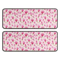 Kitchen Rugs Sets Of 2,Pioneer Flower Floral Print Pattern Anti Fatigue Kitchen Mat Rugs Non Slip Washable,Decorative Kitchen Floor Mats for Kitchen,Sink,Laundry,17"x47" 17"x47"