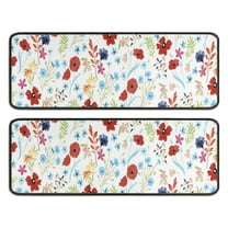 Kitchen Rugs Sets Of 2,Pioneer Flower Floral Print Pattern Anti Fatigue Kitchen Mat Rugs Non Slip Washable,Decorative Kitchen Floor Mats for Kitchen,Sink,Laundry,17"x47" 17"x47"